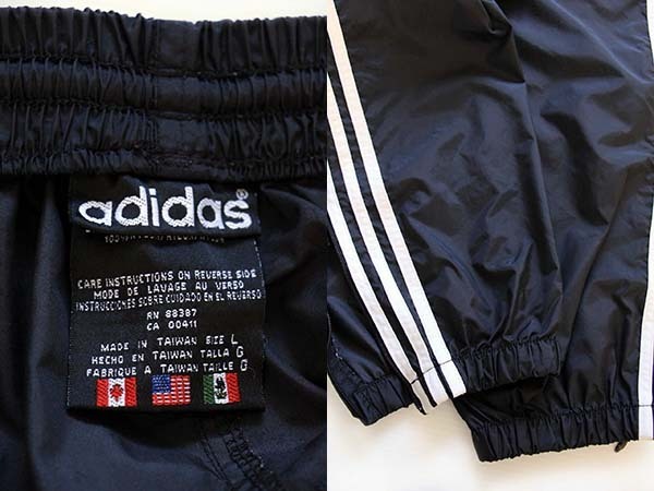 ◎【XL相当】90's adidas ナイロンパンツ　アディダス　黒　ブラック