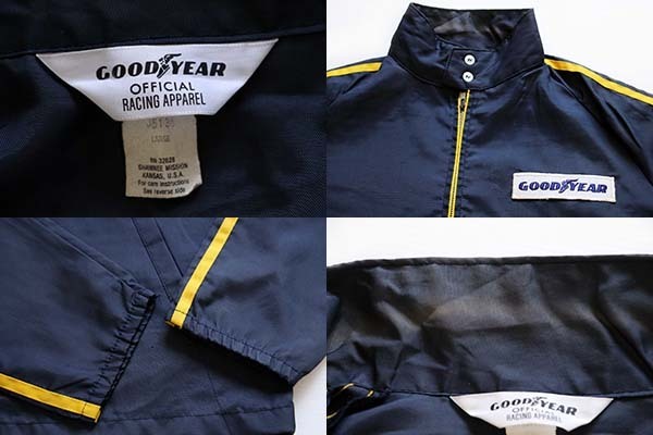 70s USA製 GOODYEAR パッチ付き ナイロン レーシングジャケット 紺×黄 L - Sixpacjoe Web Shop