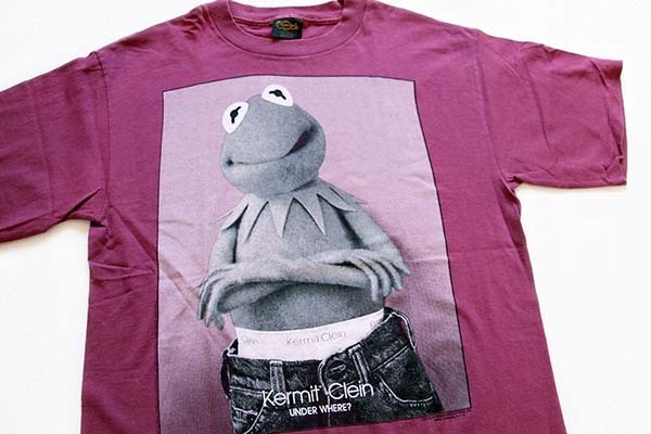 90s USA製 Kermit Clein カーミット クライン コットンTシャツ ワイン