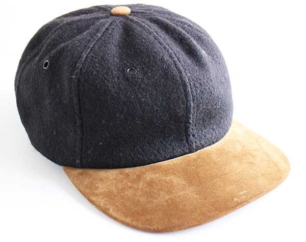 90s USA製 J.CREW ウール×レザー キャップ 黒×茶 - Sixpacjoe Web Shop