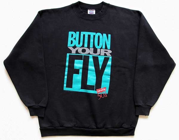 90s USA製 Levi'sリーバイス 501 BUTTON YOUR FLY スウェット 黒 L 