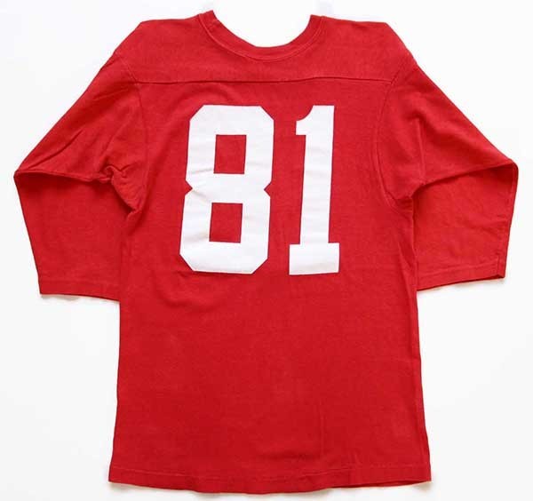70s L USA製 チャンピオン フットボール Tシャツ 赤 ビンテージmadeinusa