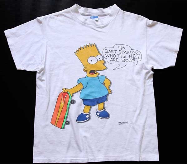 80s USA製 The Simpsons シンプソンズ バート コットンTシャツ 白 L ...