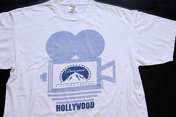 90s Paramount HOLLYWOOD コットンTシャツ 白 XL - Sixpacjoe Web Shop