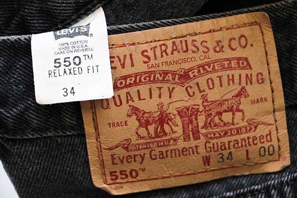 90s USA製 Levi'sリーバイス 550 ブラックデニム ショートパンツ w34 ...