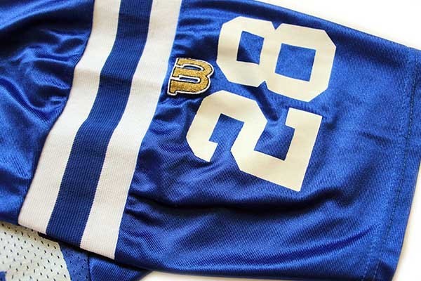 90s USA製 Wilson NFL COLTS FAULK 28 ナンバリング ナイロン メッシュ フットボール ゲームシャツ 青 M