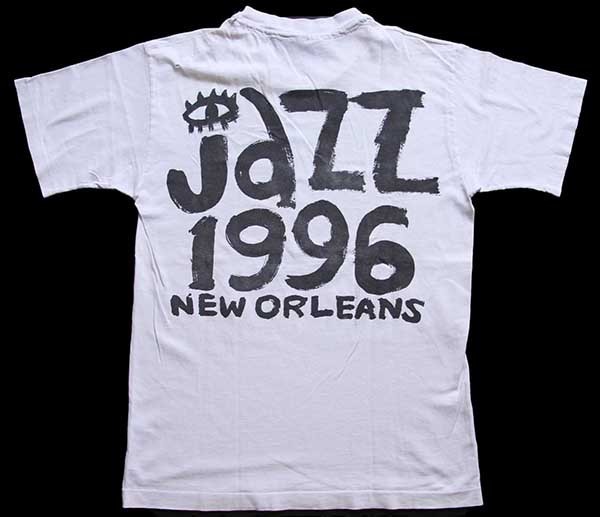 90s USA製 NEW ORLEANS JAZZ 96 両面プリント アート コットンTシャツ