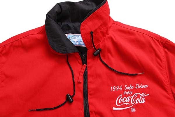 90s USA製 HORIZON Coca-Colaコカコーラ ロゴ刺繍 ジャケット 赤 L ...