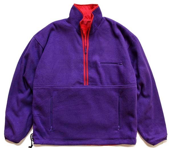 90s GAPギャップ グリセードタイプ リバーシブル ハーフジップ プルオーバー ナイロン×フリース ジャケット 赤×紫