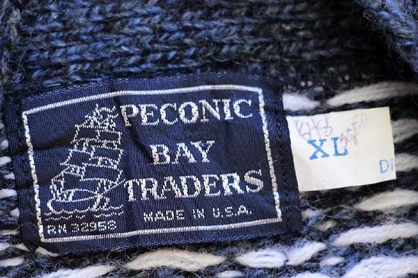 80s USA製 PECONIC BAY TRADERS ノルディック柄 ウールニット