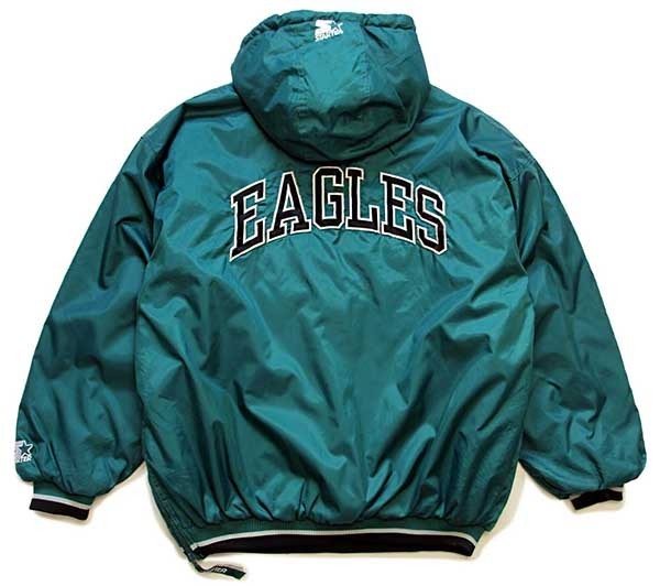 90s STARTERスターター NFL EAGLES 刺繍 プルオーバー 中綿入り 