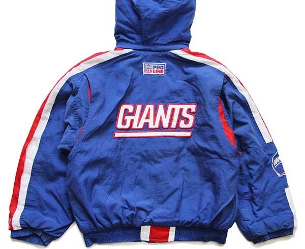90s STARTERスターター NFL GIANTS 刺繍 フード付き 中綿入り ナイロン 