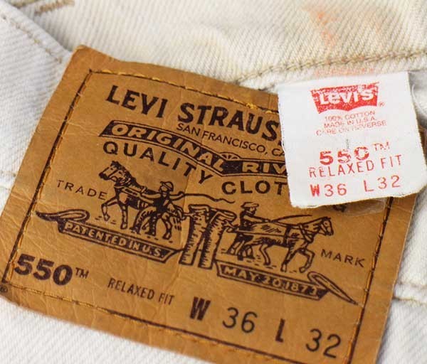 90s USA製 Levi'sリーバイス 550 カラーデニムパンツ ベージュ w36