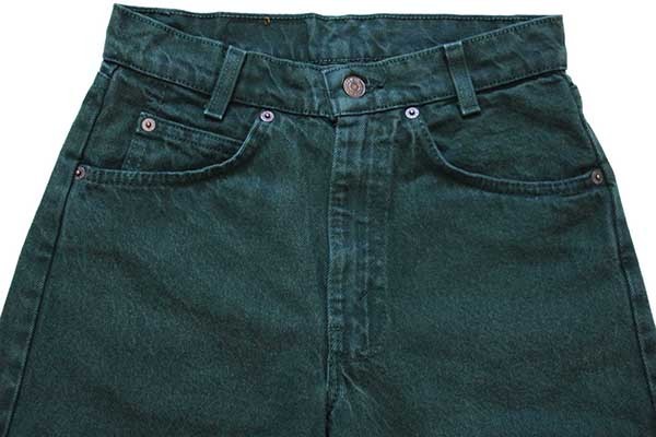 90s USA製 Levi'sリーバイス 560 カラーデニムパンツ 後染め 緑 w27