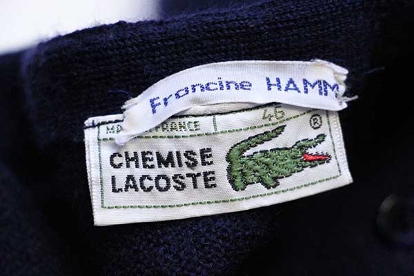 70s フランス製 CHEMISE LACOSTE ラコステ ワンポイント ウールニット