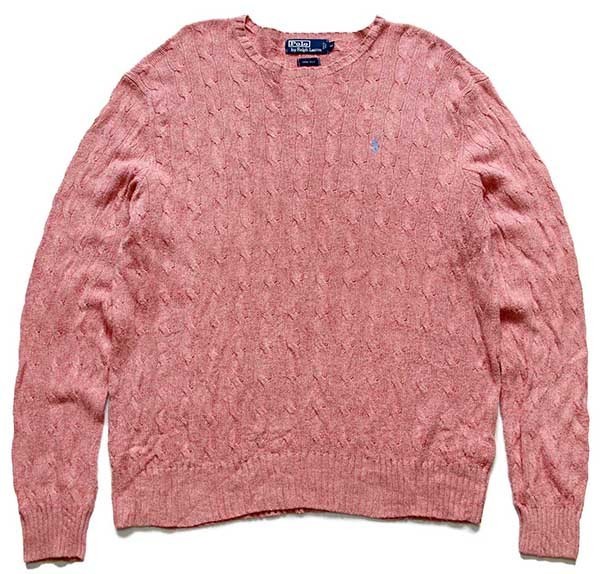 ニット/セーター【大人気】ポロラルフローレン ニット　セーター サイズM　 ピンク ケーブル柄