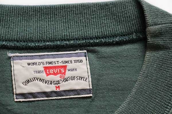 90s ポルトガル製 Levi'sリーバイス U.S.A. ロゴ コットンTシャツ 緑 M ...