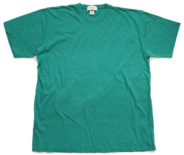 90s USA製 EddieBauerエディーバウアー 無地 コットンTシャツ 緑 XL 