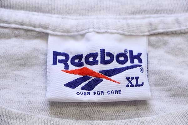 90s USA製 Reebokリーボック ロゴ コットンTシャツ 杢グレー XL 