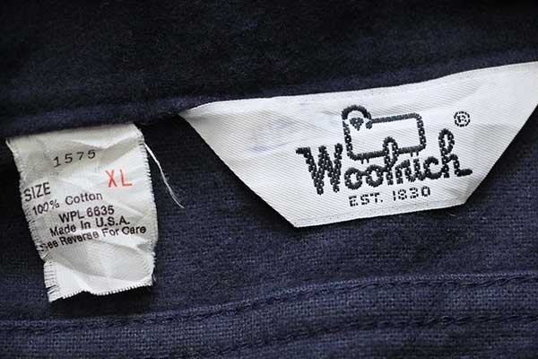 80s USA製 Woolrichウールリッチ 無地 コットン シャモアクロスシャツ