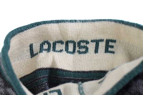 70s フランス製 CHEMISE LACOSTE ラコステ 編み柄 ウール混 ニット 