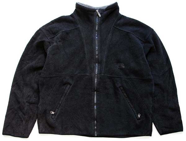 ぐっどらっこ_アウター90s USA製 ザノースフェイス 刺繍ロゴ フリースジャケット ブラック XL