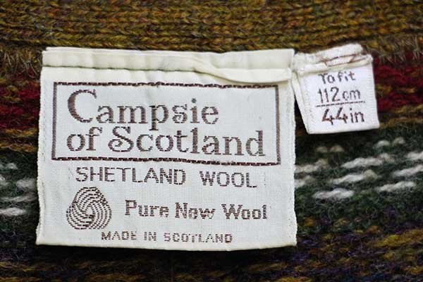 80s スコットランド製 Campsie of Scotland フェアアイル柄 シェットランド ウールニット カーディガン - Sixpacjoe  Web Shop