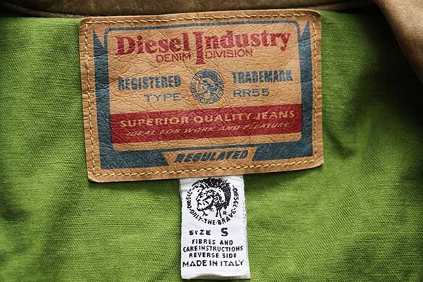 イタリア製 Dieselディーゼル ロゴ刺繍 コットンツイルジャケット 黄緑 
