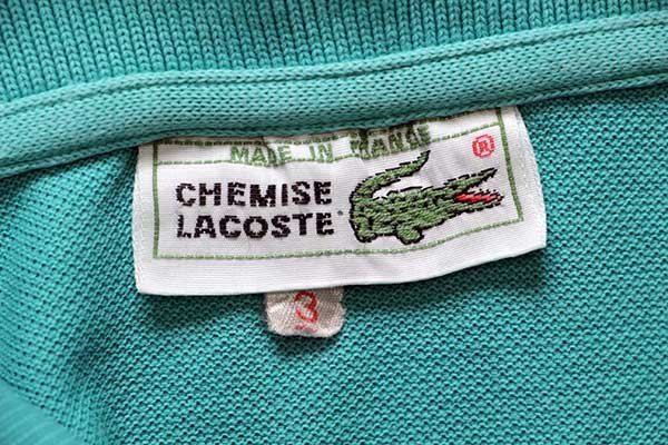 70s フランス製 CHEMISE LACOSTE ラコステ ワンポイント コットン 