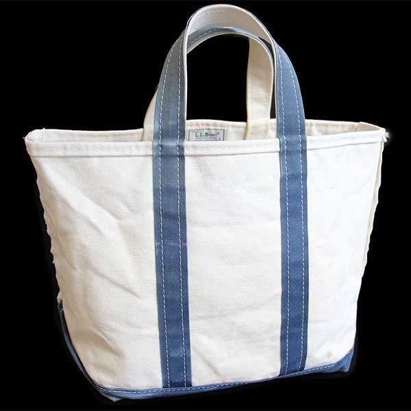 80s L.L.Bean BOAT AND TOTE キャンバス トートバッグ 紺 フェード M