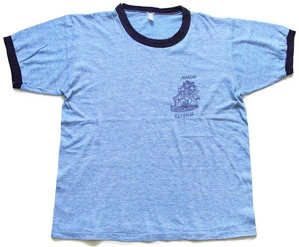 古着【U.S.ARMY】70s ブルー杢 リンガーTシャツ