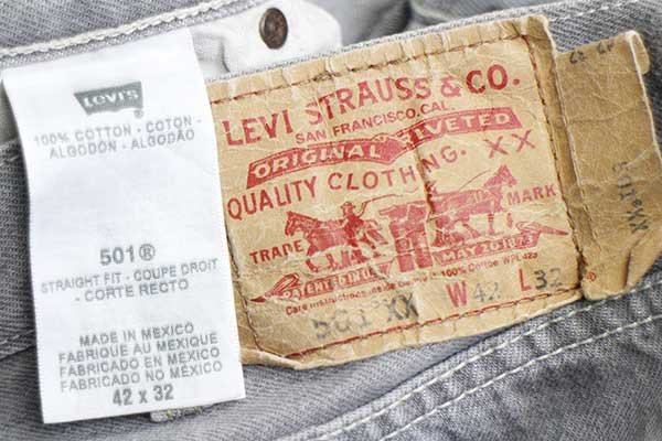 メキシコ製 Levi'sリーバイス 501 先染め グレー デニムパンツ w42 L32