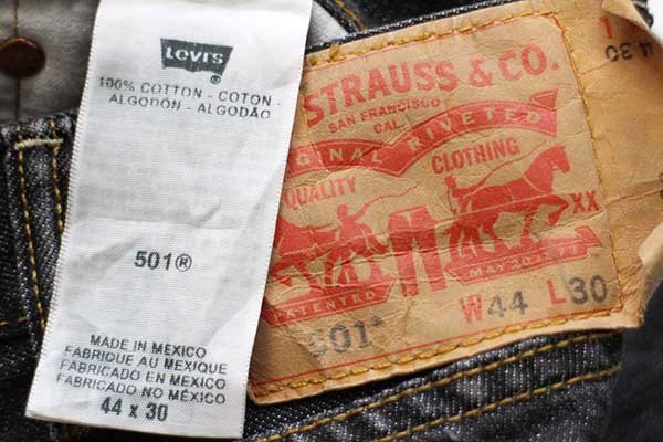 メキシコ製 Levi'sリーバイス 501 先染め ブラック デニムパンツ w44