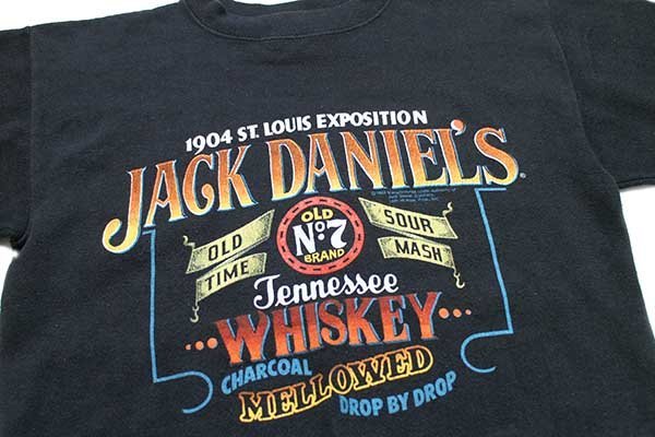 80s USA製 JACK DANIEL'S ジャックダニエル WHISKEY スウェット 黒 M