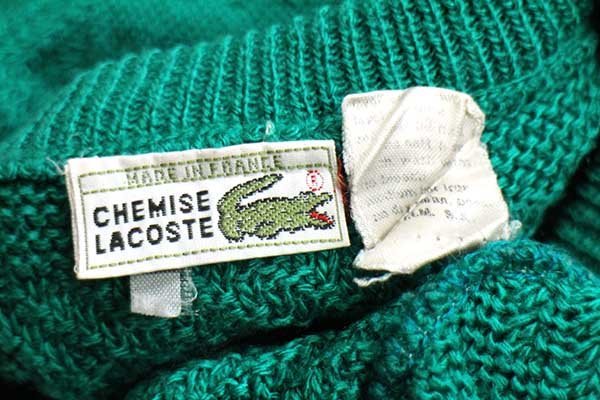 【希少80ｓ】LACOSTE ラコステ ウールニットセーター フランス製 緑 L
