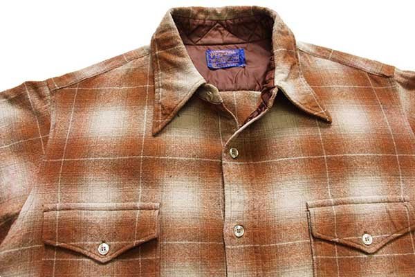 70s USA製 PENDLETONペンドルトン オンブレチェック ウールシャツ 17