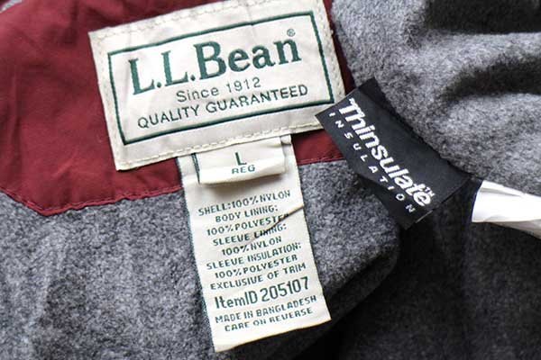 L.L.Bean ロゴ刺繍 Thinsulate フリースライナー ナイロンジャケット ...
