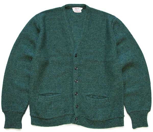 60s Gloray Knitting Mills ネップ入り ウール×アルパカ×アクリルニット カーディガン 緑 ミックス M
