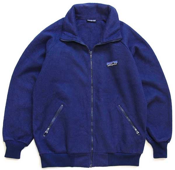 80s patagoniaパタゴニア デカタグ フルジップ フリースジャケット 紺 