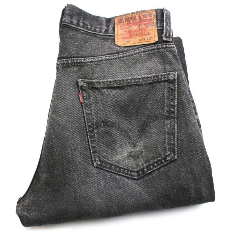 00s Levi'sリーバイス 505 ブラック デニムパンツ ボロ w34 L29