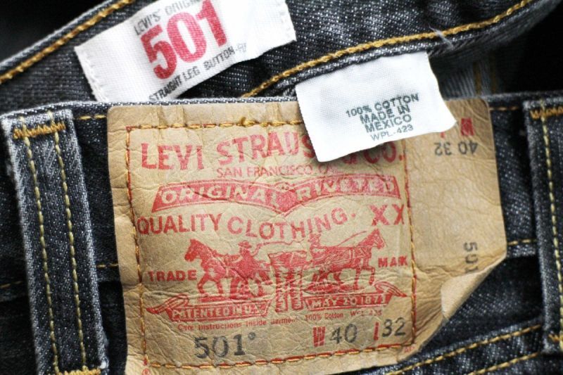 00s メキシコ製 Levi'sリーバイス 501 先染め ブラック デニムパンツ