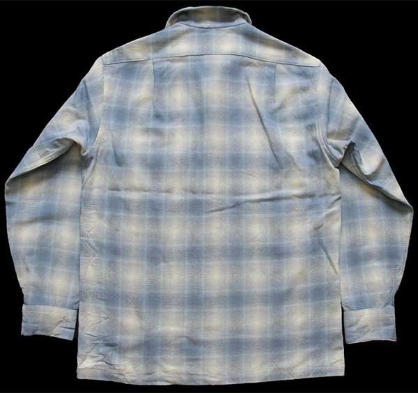70s USA製 ペンドルトン オンブレチェックシャツ 開襟シャツ ウールベージュブラウン