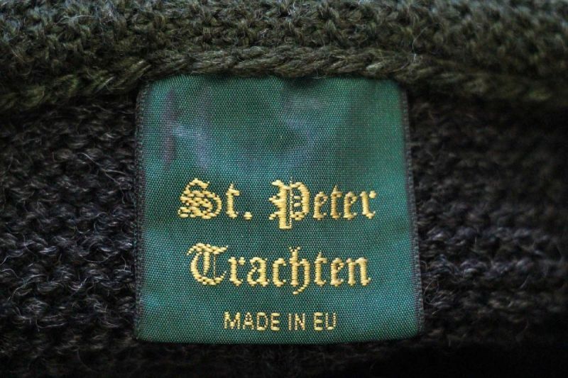 EU製 St.Peter Trachten 鹿角ボタン ノーカラー チロリアン ウール 