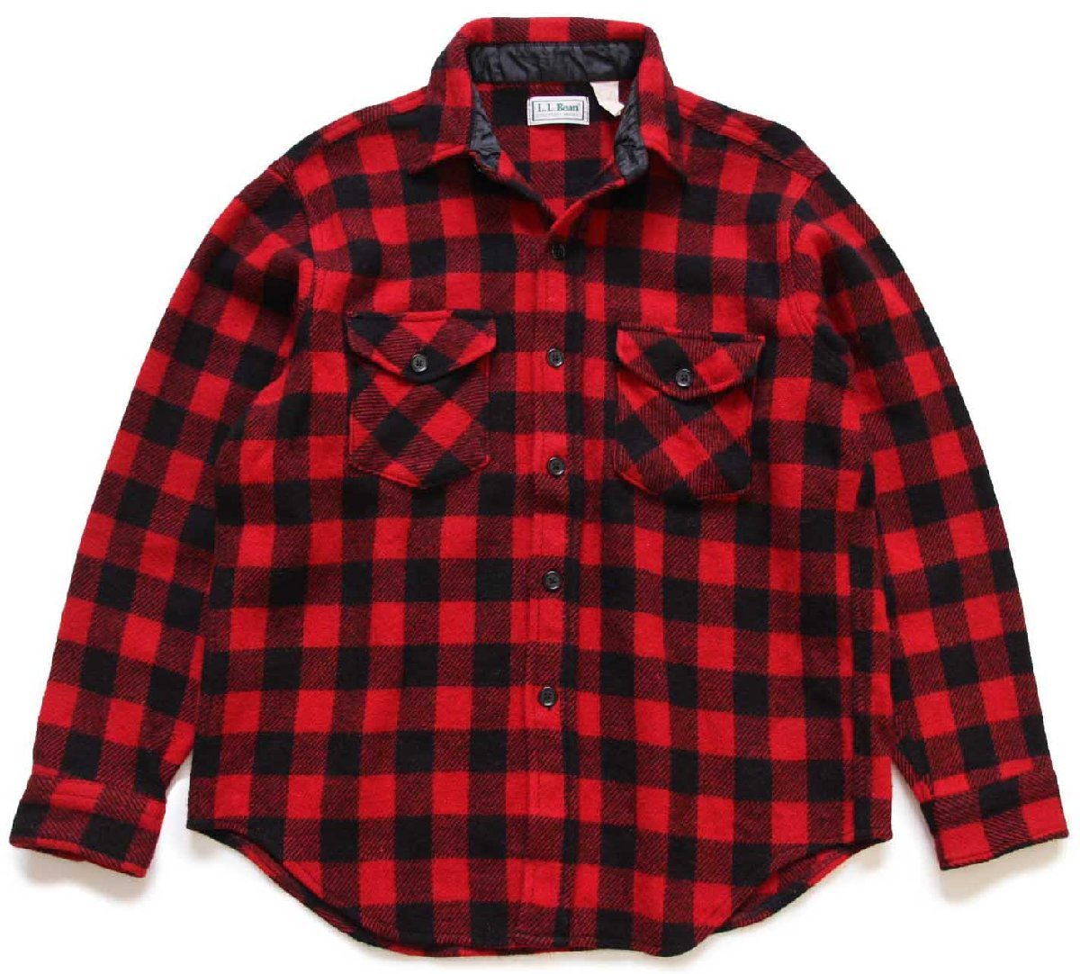 90s USA製 L.L.Bean バッファローチェック ウールシャツ 赤×黒 L 