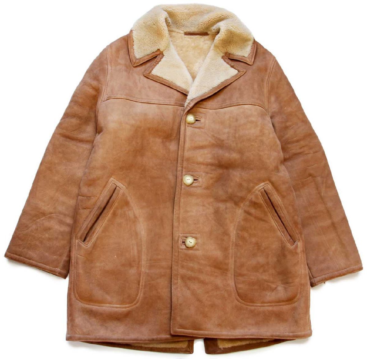 70s Abercrombie&Fitch 鹿角ボタン シープスキン リアル ムートン 