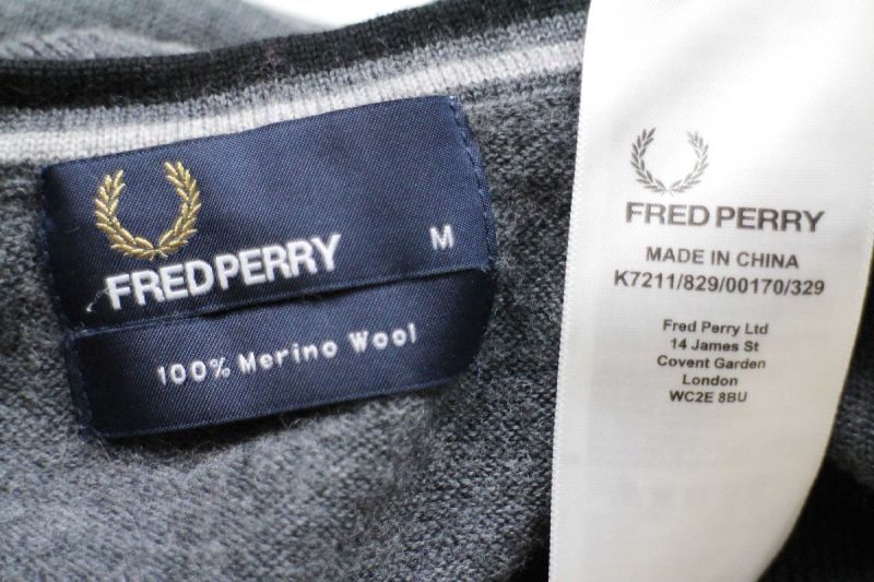 FRED PERRYフレッドペリー ワンポイント メリノウールニット セーター
