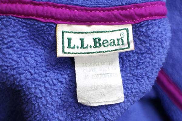 90s L.L.Bean 筆記体ロゴ刺繍 プルオーバー フリース 青紫 XL☆01