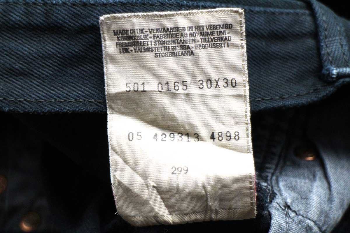 90s 英国製 Levi'sリーバイス 501 ペンキ飛び 後染め ブラック デニム