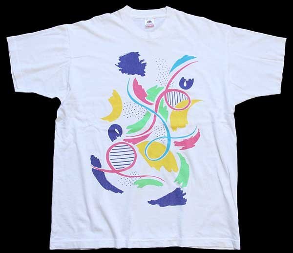 90s USA製 アート コットンTシャツ 白 XL - Sixpacjoe Web Shop