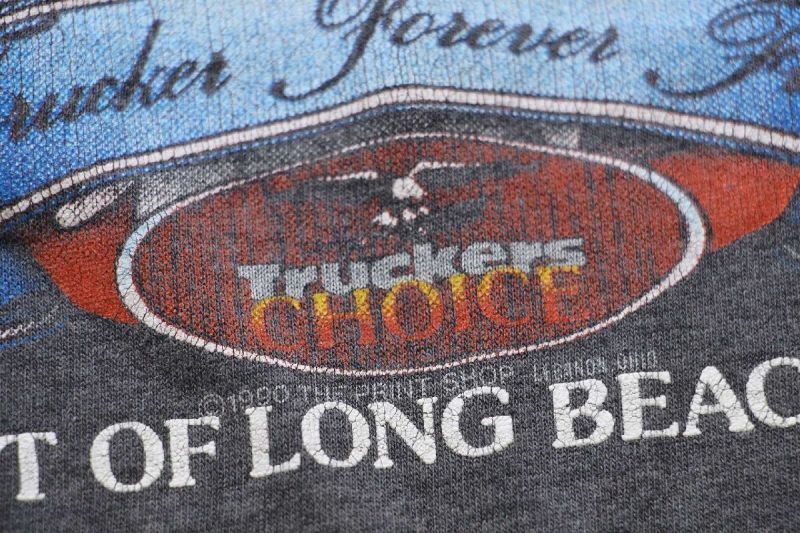 90s USA製 Truckers Choice バタフライ フラワー イーグル 星条旗 両面プリント Tシャツ 薄黒